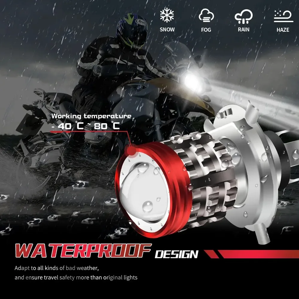 H4 Led Bulb Ba20d H6 led light Strobe Angel eye Motorcycle spotlight h4 headlight Strong light lens Motorcycle Driving lights