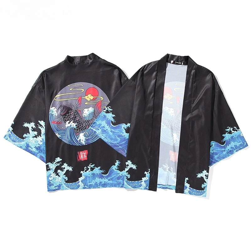 جديد 2025 رداء أسد أحمر على الطراز الياباني كيمونوس كوسبلاي موضة كيمونو للرجال والنساء الأزواج ارتداء بلوزة فضفاضة