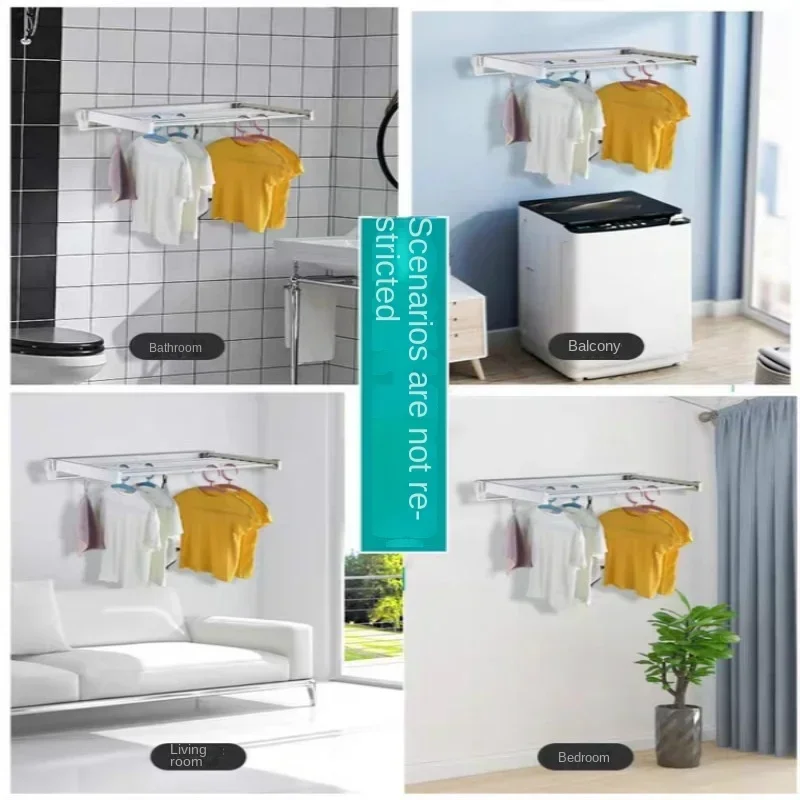 Invisible Retractable Drying Rack Multifunctional Bathroom Towel Rack Indoor Balcony Folding Telescopic Drying Rod No Punch Hole