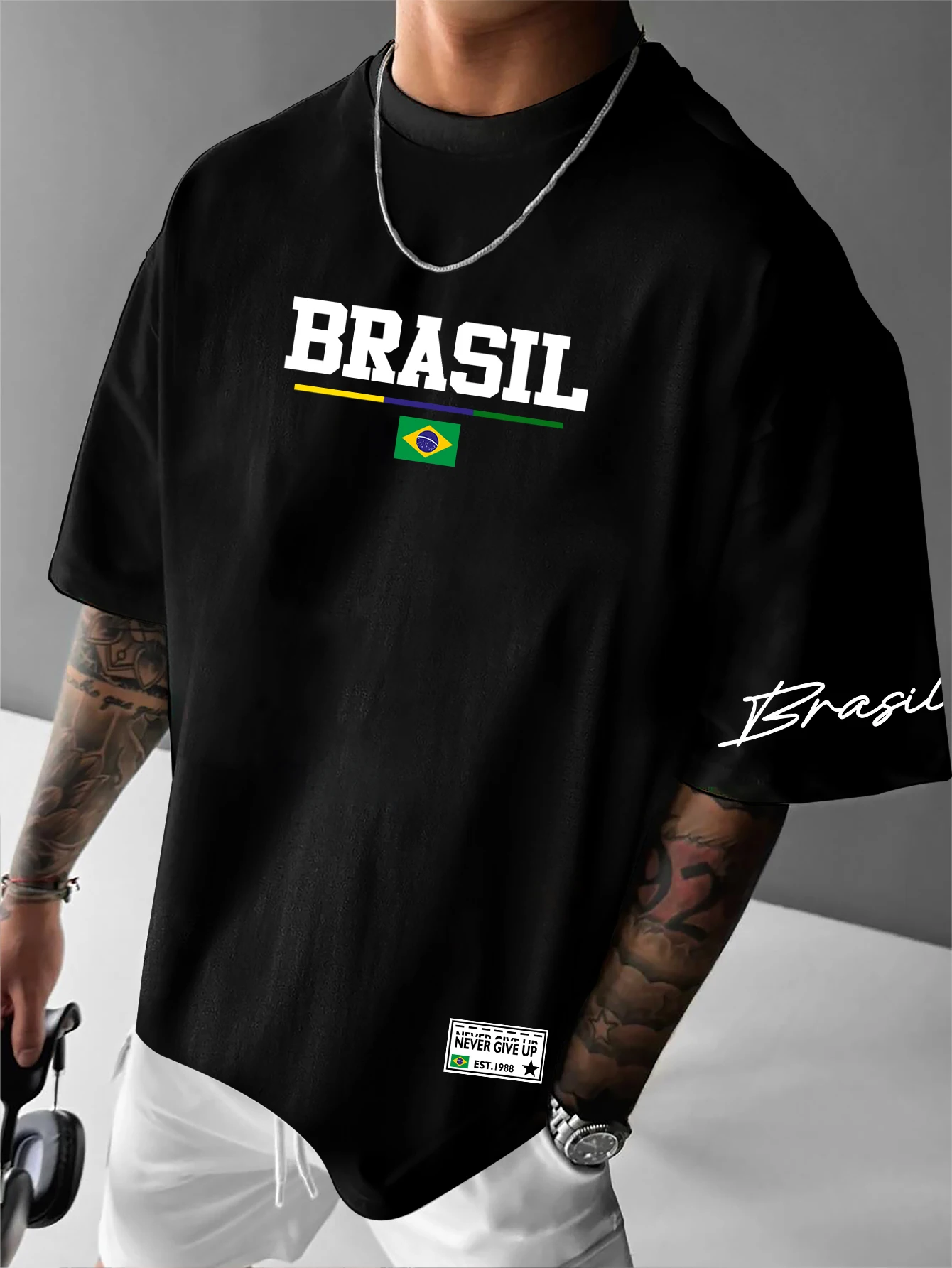 Street Fashion Brazil - Men's American Retro Brazil Flag Printed