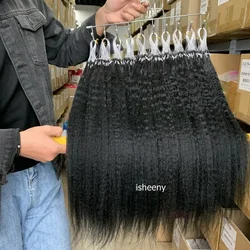 Micro Links Hair Extensions Kinky Straight 50pcs/pack Micro Loop Human Hair Extensions Malaysian Yaki Micro Ring Tips Hair