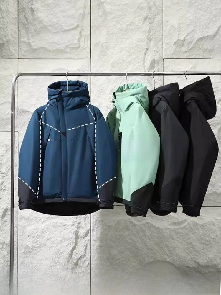 

Outdoor Ultra-Functional Goose down Jaet Waterproof Windproof Warm Hooded Zipper Closure Thiened Polyester Fiber Couples ...