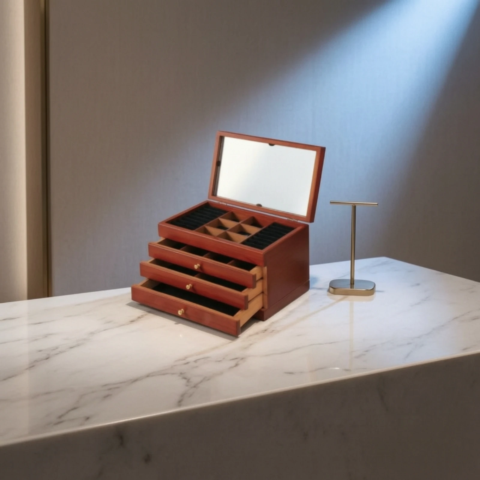 Wooden Jewelry Box Walnut Jewelry Box with Drawers Multi-Layer Large Capacity for Dressing Area, Bedroom