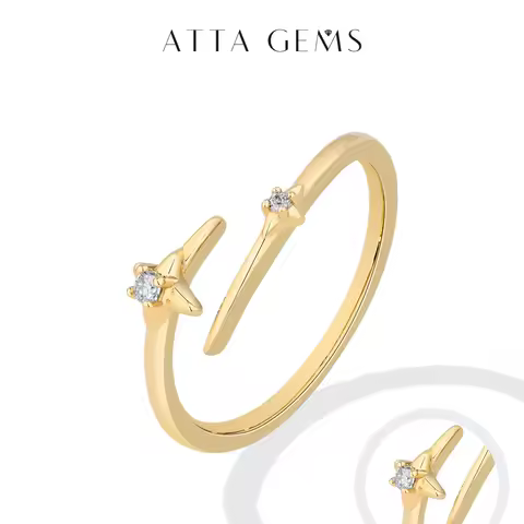 ATTAGEMS Star Synthetic Moissanite Rings Airplane Design for Men Women 925 Sterling Silver Open Pinky Ring Daily Wear Party Gift