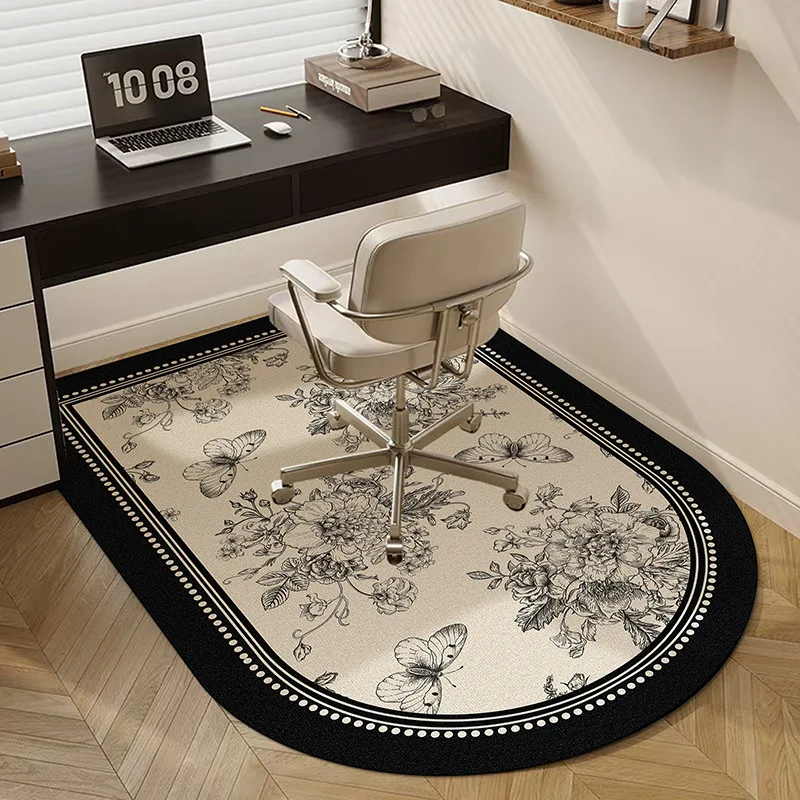 VIKAMA Luxury-Style U-Shaped Computer Chair Rug, Study Chair, Roller, Living Room, Bedroom, Vanity Chair Floor Mat Decoration
