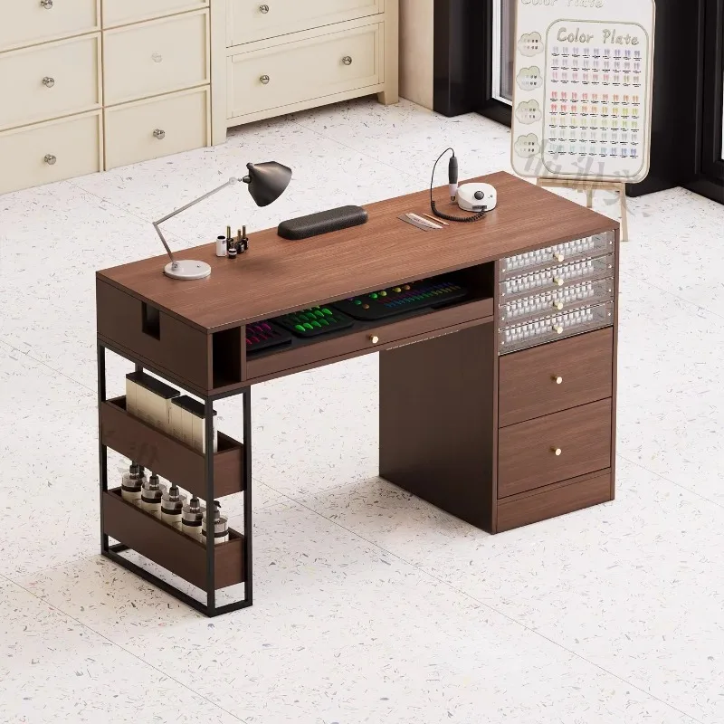 

Маникюрный стол из массива дерева в скандинавском стиле, высококачественный многофункциональный маникюрный стол в китайском стиле с ящиками для хранения, мебель для салона FYNT