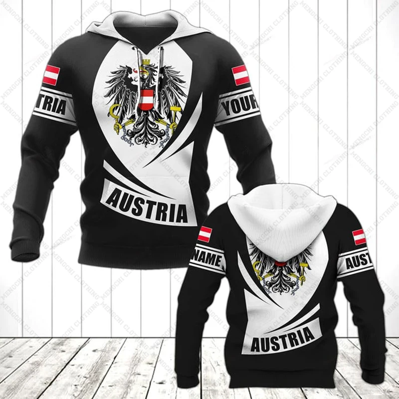 Personalized Austria Symbol Graphic Hoodies Men & Women Loose Casual Unisex Daily Clothes Oversized Autumn and Winter Streetwear