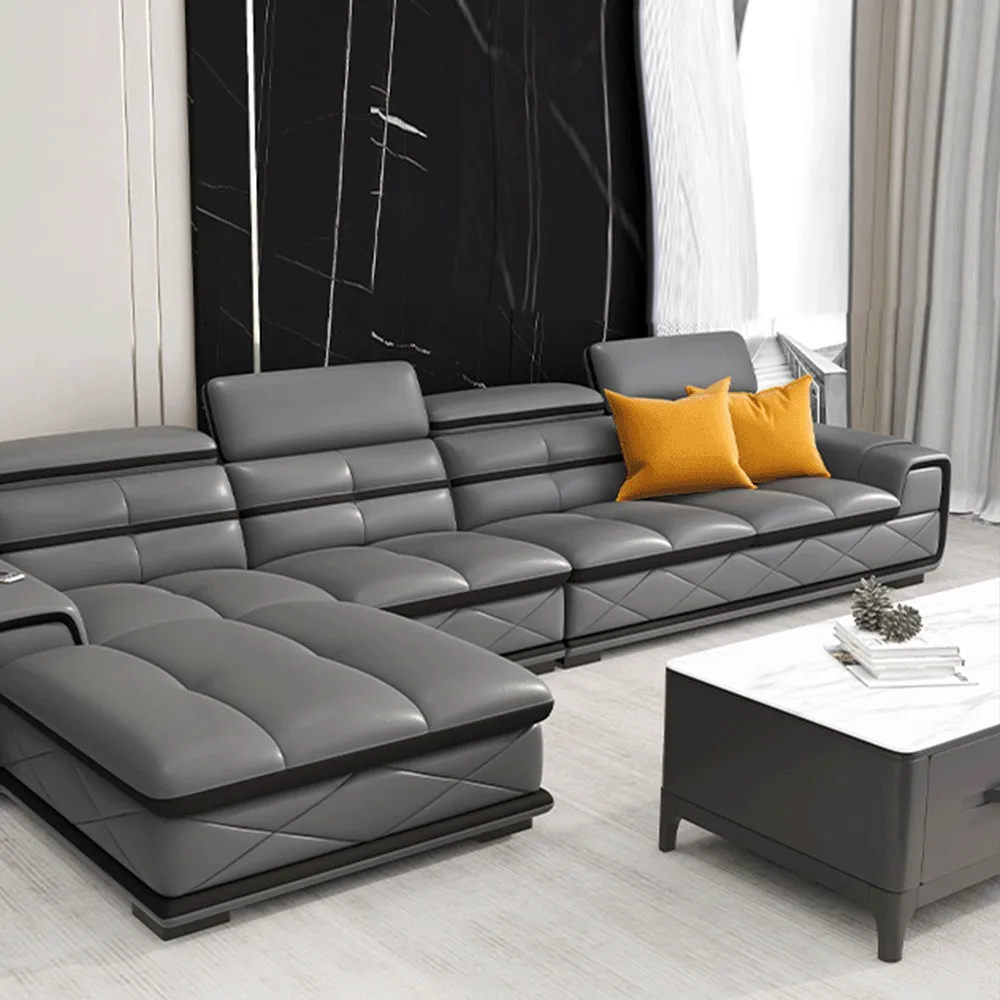 Modern Living Room Sofas Light Luxury Leather Fabric Sectionals 7 Seater Adjustable Sofa Set