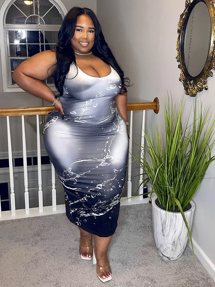 فستان Wmstar مقاس كبير برقبة دائرية بدون أكمام ملابس نسائية فساتين ماكسي غير رسمية جديدة في الصيف بالجملة دروبشيبينغ