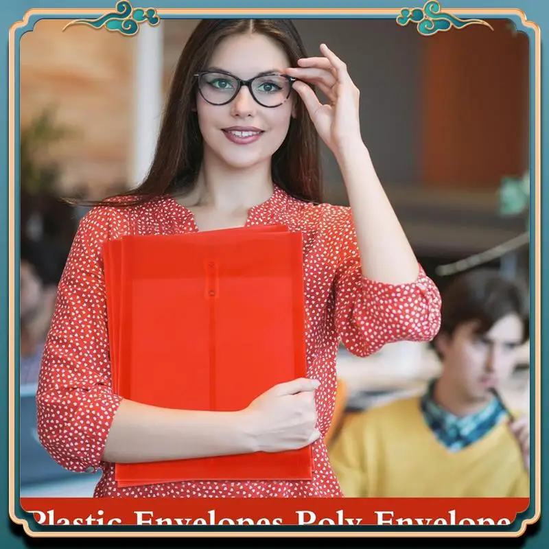 (New)-12PCS Plastic File Folders For Documents A4 Plastic Envelopes Folders For School Home B