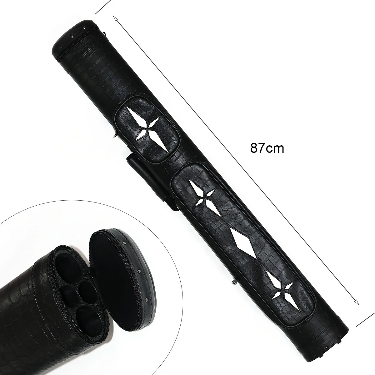 High Quality Wholesale price Black color 2B2S 4 Holes PU Leather 1/2-pc Billiard Cue Case Carrying Cue Sticks For sale