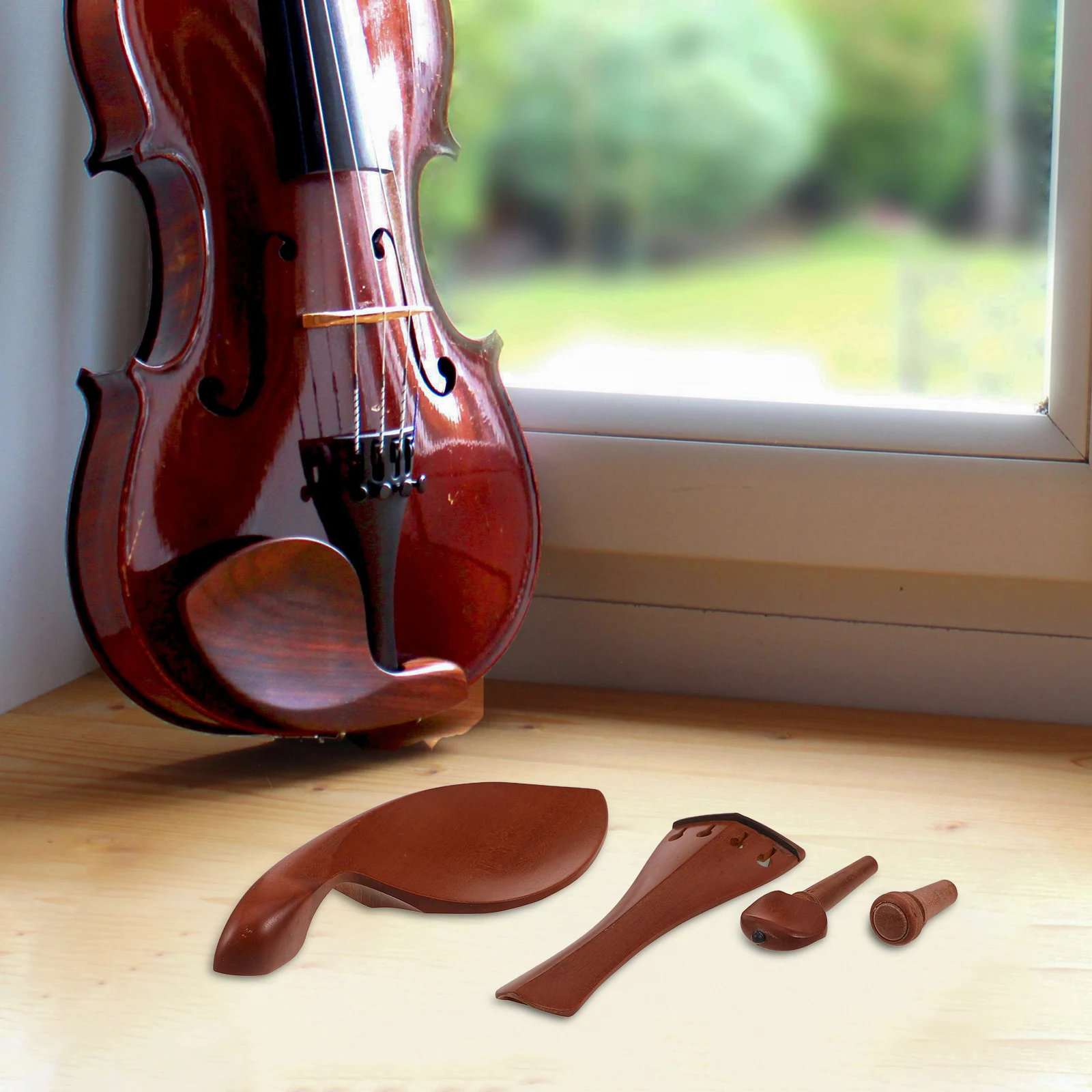 

Neck Rest Violin Knob Viola Chin Chinrest for Beginners Tailpiece Tunners Accessory Kit