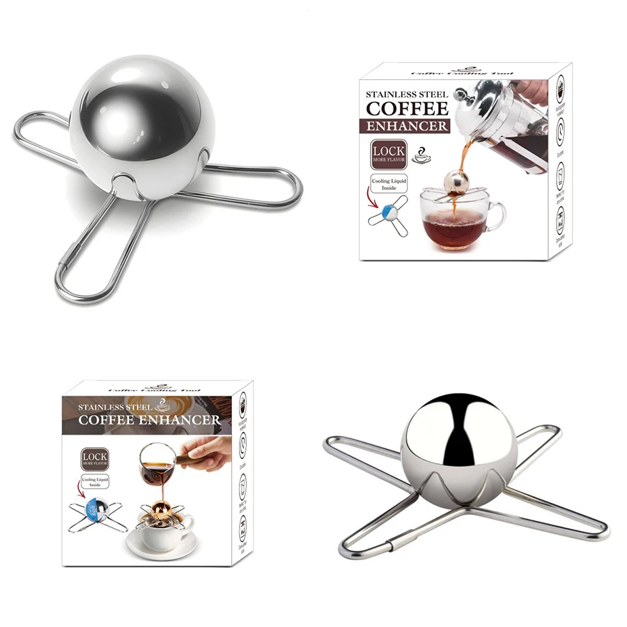 

Coffee Cooling Tool Espresso Cooling Ball Stainless Steel Cooler Ball Metal Ice Sphere Chilling Reusable Coffee Frozen Ball