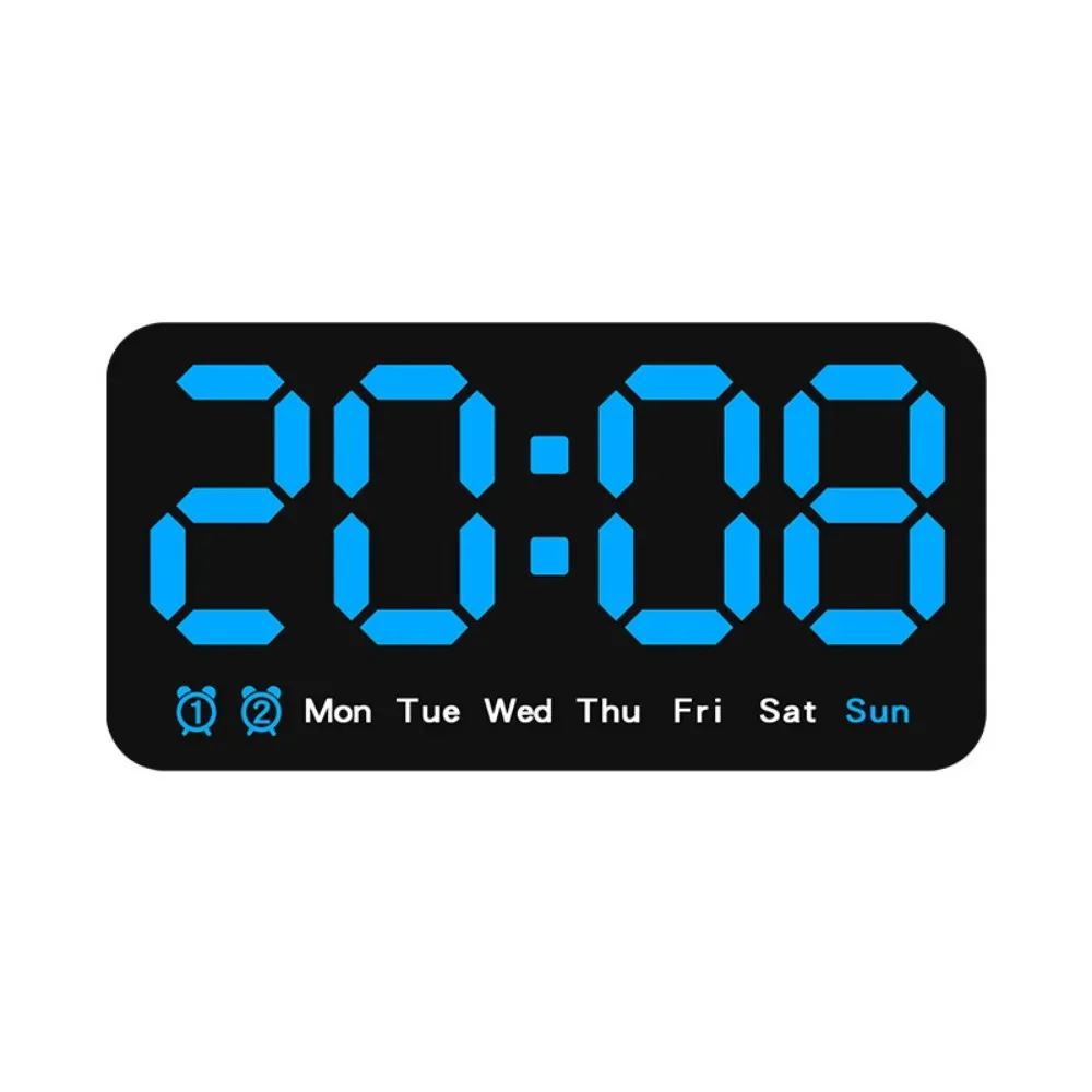 Temperature/Date Display Electronic Wall Clock 12/24H Format Dual Alarms LED Digital Clock 3 Levels Brightness Sound Wake Up