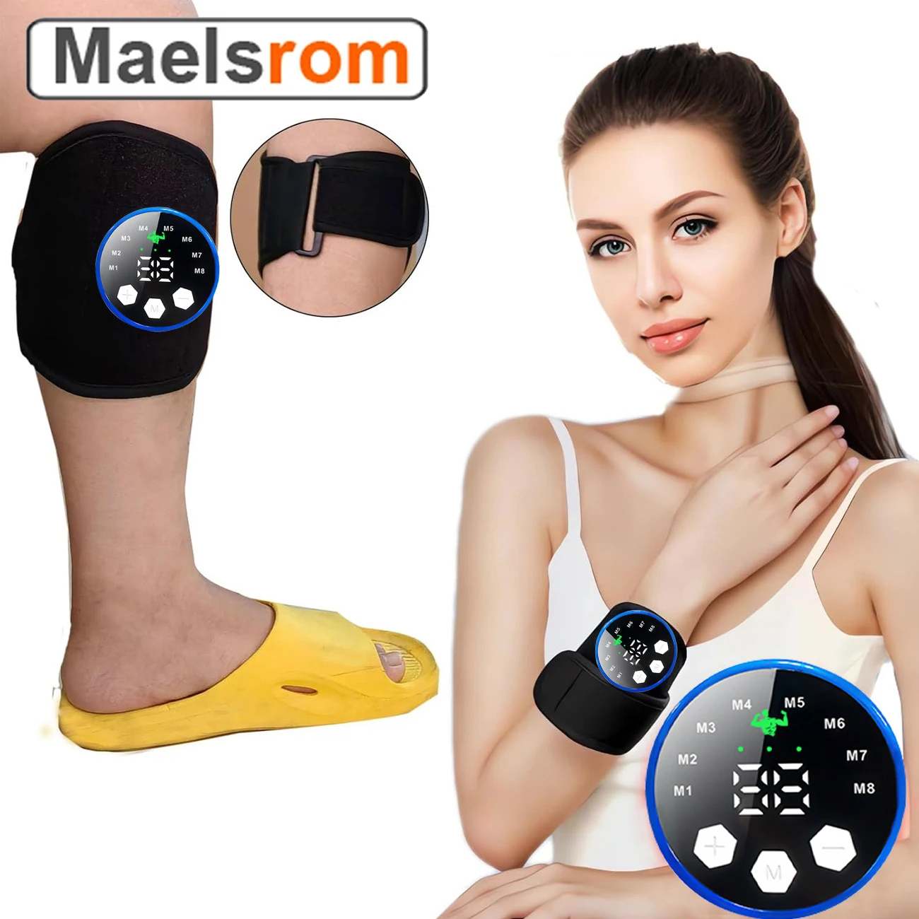 8 Modes EMS Muscle Arm Trainer for Muscle Stimulator  Arm Thigh & Leg Massager Exerciser Home Gym Workout Equipment LED Display