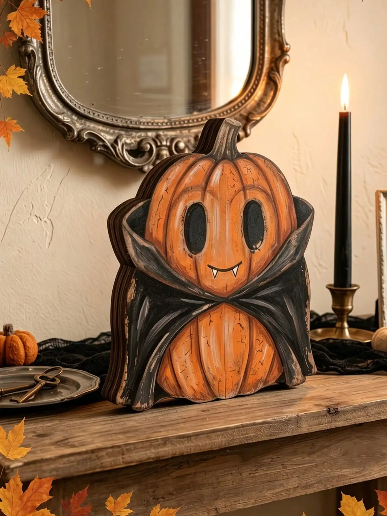 Vintage Halloween Wooden Desktop Decor, Home Display Ornament, Autumn Decoration, Vintage Wooden Blocks For Shelf Decoration, Ghost, Black Cat, Pumpkin, Skeleton, Witch, Owl, Zombie, Vampire, Halloween Decoration. sh260716141137224510503