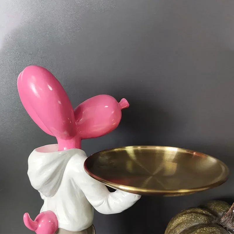 

Resin Balloon Dog Ornament Tray Porch Key Living Room Tabletop Storage Statue Container Home Office Decor Accessories