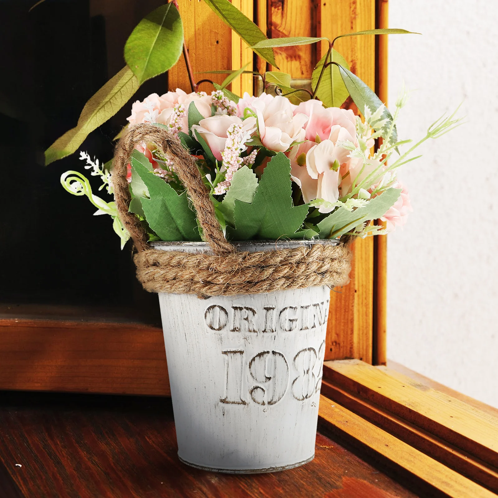 

Simulated Hydrangea Pot Plant Artificial Flower Bonsai Arrangement Faux Flowers