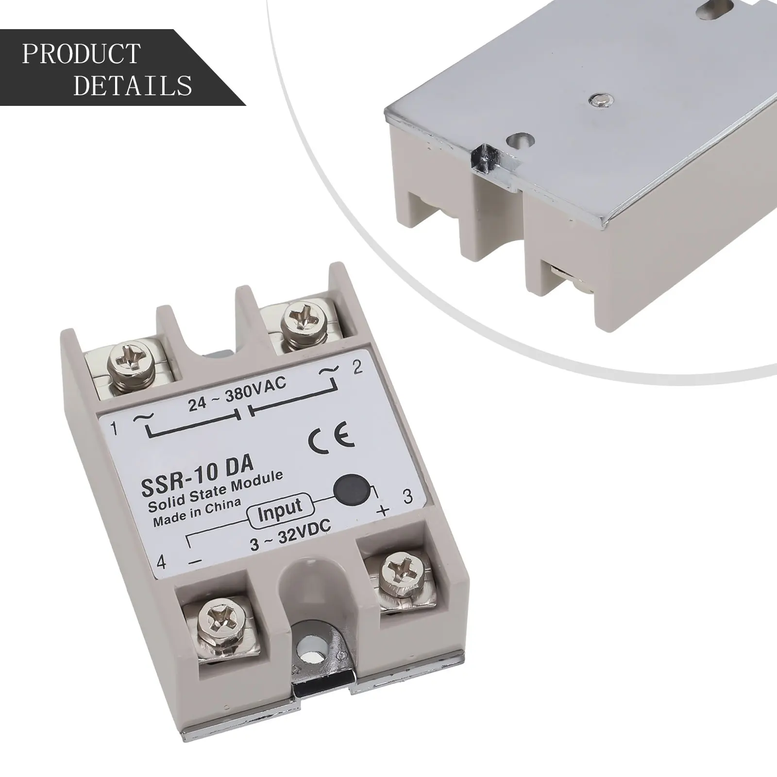 SSR10DA Solid State Relay 10A Singlephase DC Control Voltage 332V AC Load Voltage 24380V Relay for Power Control