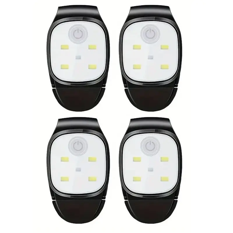 [A92P!】 4PCS LED Clip Flashlight USB Rechargeable Clip Cap Hat Light Night Running Safety Warning Light Portable Headlight
