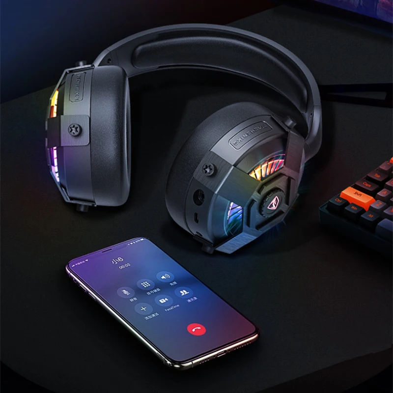 MACHENIKE GH703W Bluetooth Wireless Gaming Headphone Noise Reduction RBG Light Game Headset With Microphone Long Endurance