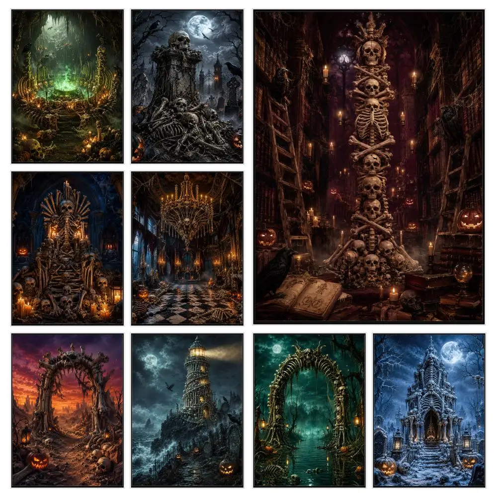 h-Halloween Bones Poster Modern Luxury Wall Poster Home Decor Space Enhancer