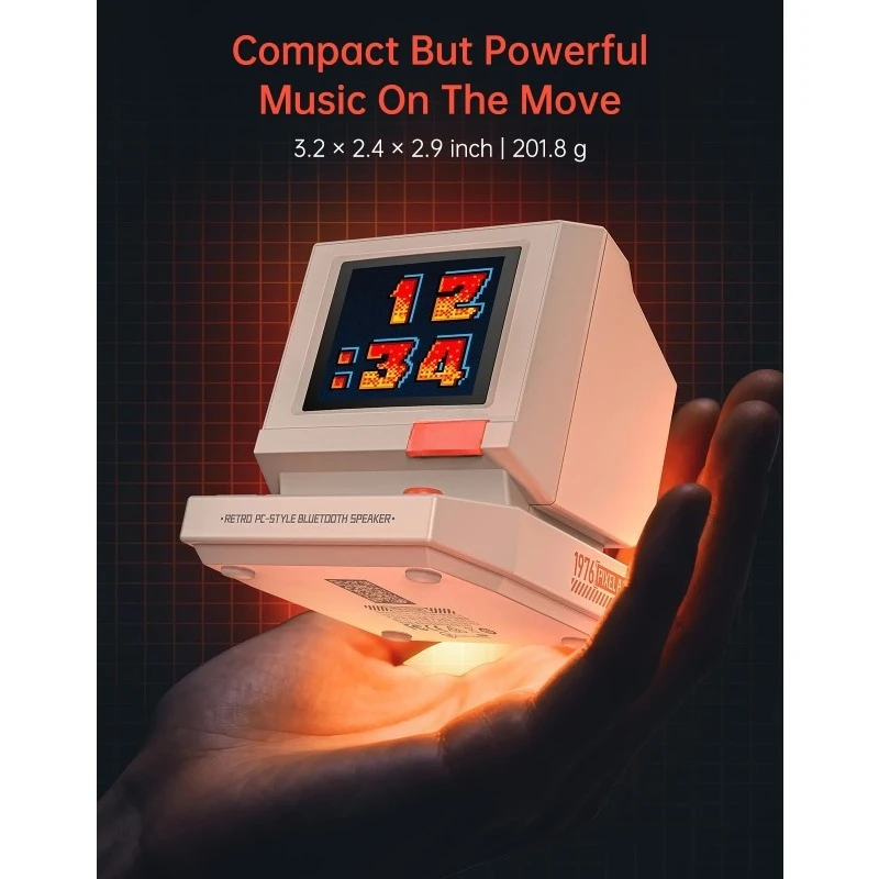 Retro Bluetooth Speaker Portable Pixel Display Music Box Retro Computer Style Speaker Gift