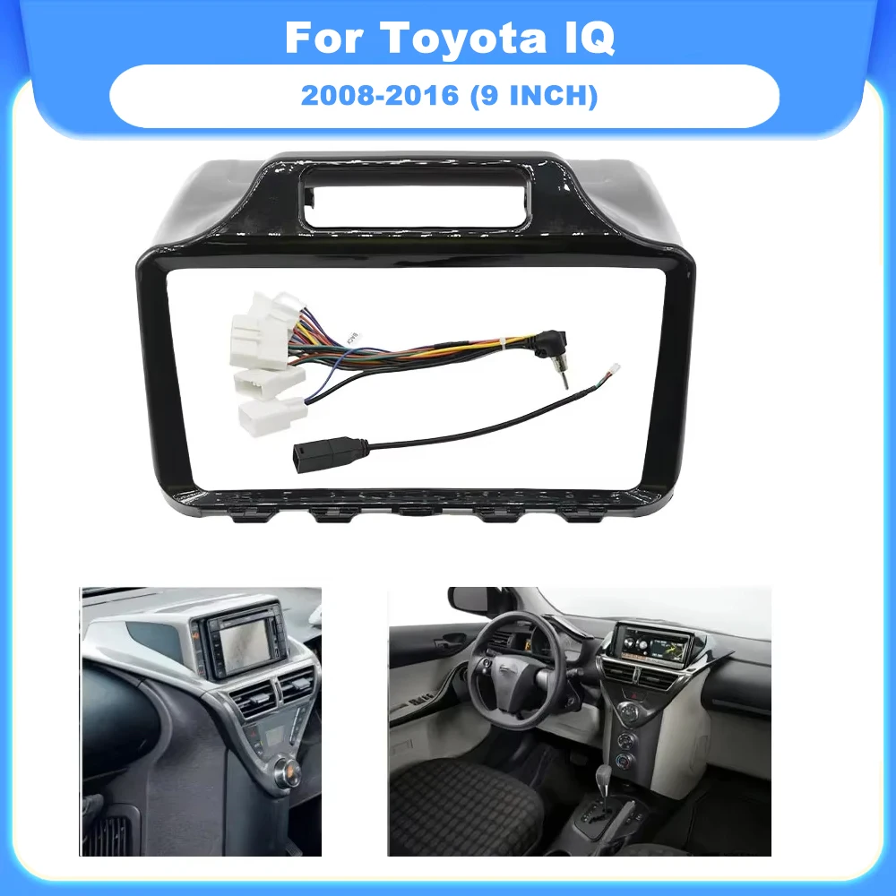 

9 inch 2DINCar Radio Fascias Frame Stereo Panel Harness Wire Connector Power Cord For Toyota IQ 2008-2016