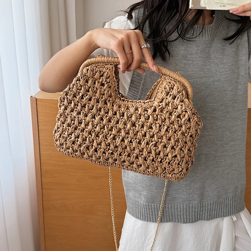 

Weave Straw Shoulder Bags for Women 2026 Summer Luxury Designer Small Hand Bag Females Beach Bags Handbags and Purses