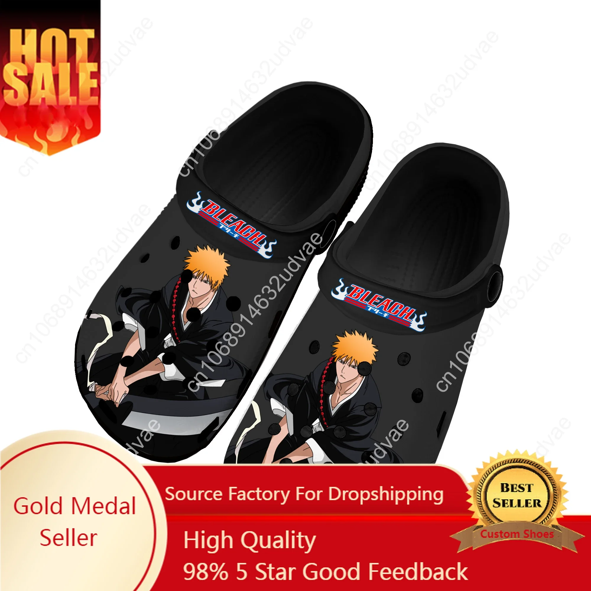 

Anime Bleach Kurosaki Ichigo Home Clogs Custom Water Shoes Mens Womens Teenager Shoe Garden Clog Breathable Beach Hole Slippers