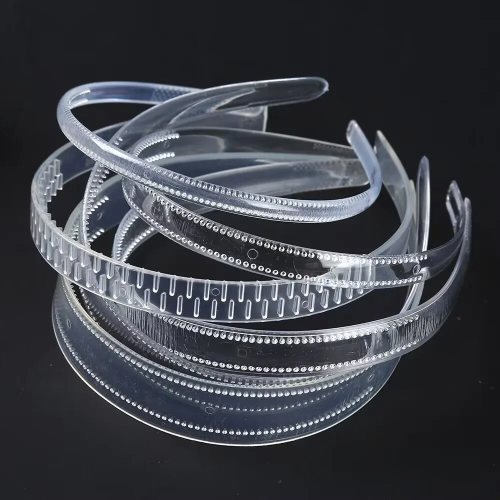 10 Clear Plastic Narrow Thin Plain Hair band Headband 4-15mm With Teeth