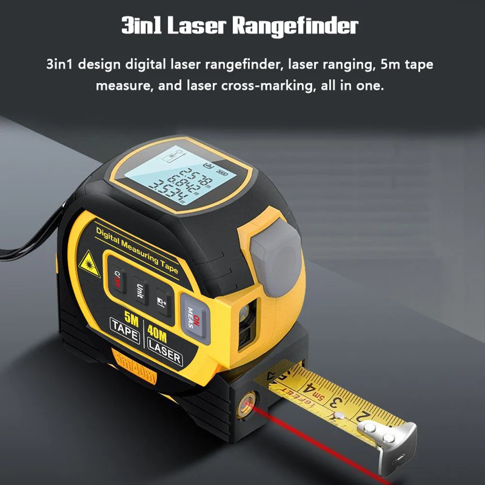 40m/60m Laser Distance Meter Rangefinder Laser Measure Distance Meter Surveying Equipment Tape Measur Retractable Tape