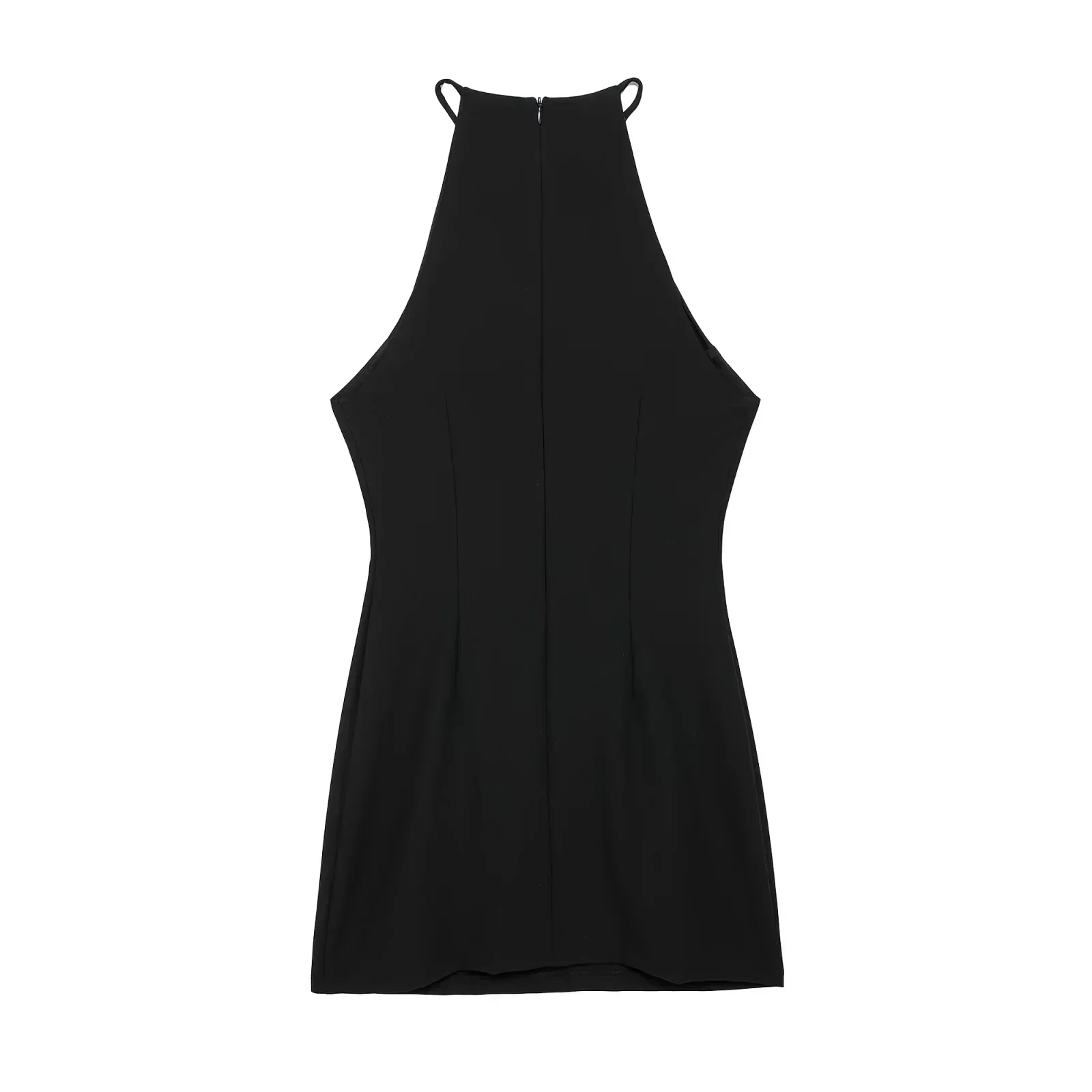 TRAF-Mini Vestido Bodycon Halter Feminino com Arcos de Strass, Cortado, Fora do Ombro, Preto, Vestidos de Festa Sexy, Verão, 2022