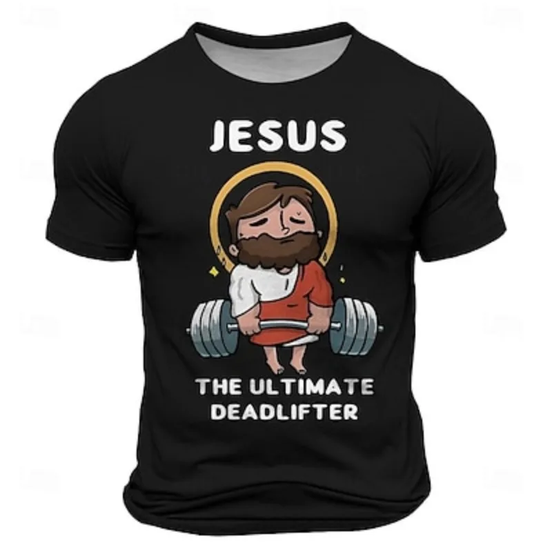 

Funny Jesus Christian Retro Vintage Casual Street Men's 3D Print T shirt Tee Short Sleeve Crew Neck Shirt Spring Summer