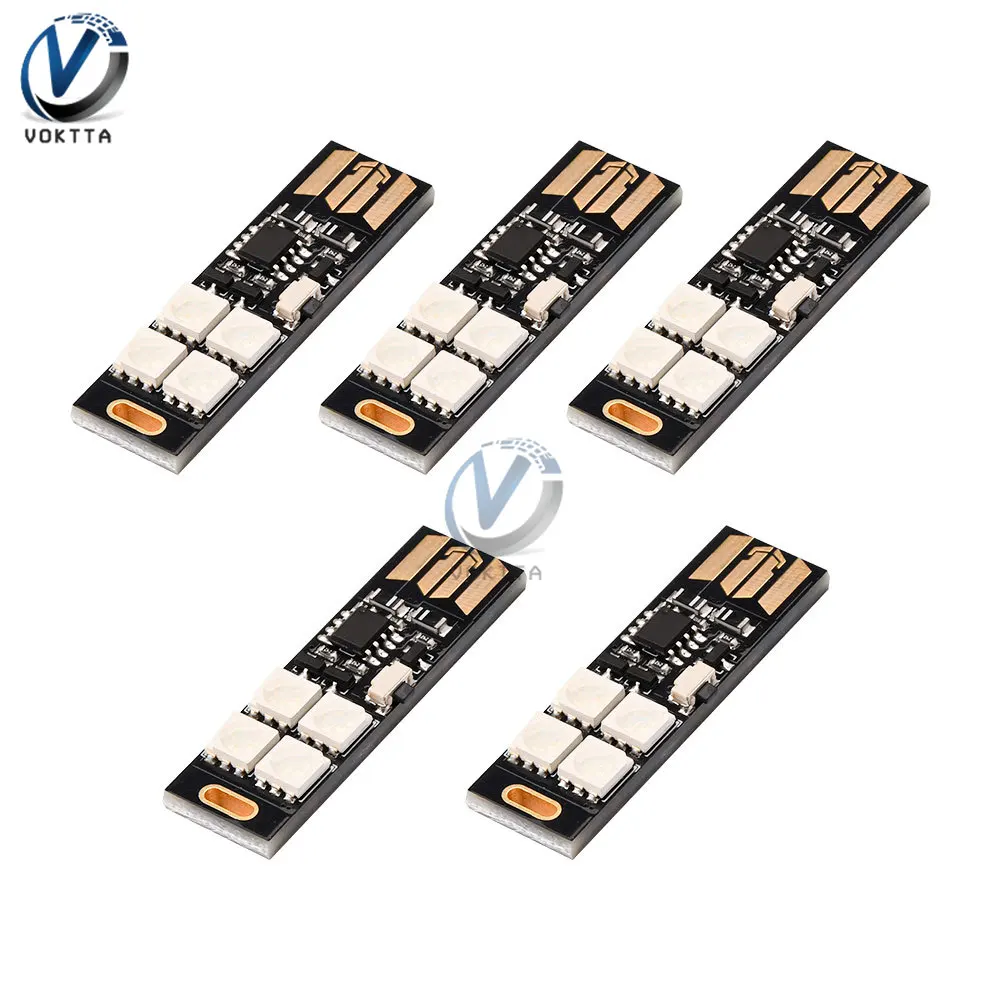 5 pezzi 5050 luci LED USB lampada sensore touch 7 colori luce notturna 5050 RGB 4-LED interruttore di controllo luce della tastiera del computer portatile