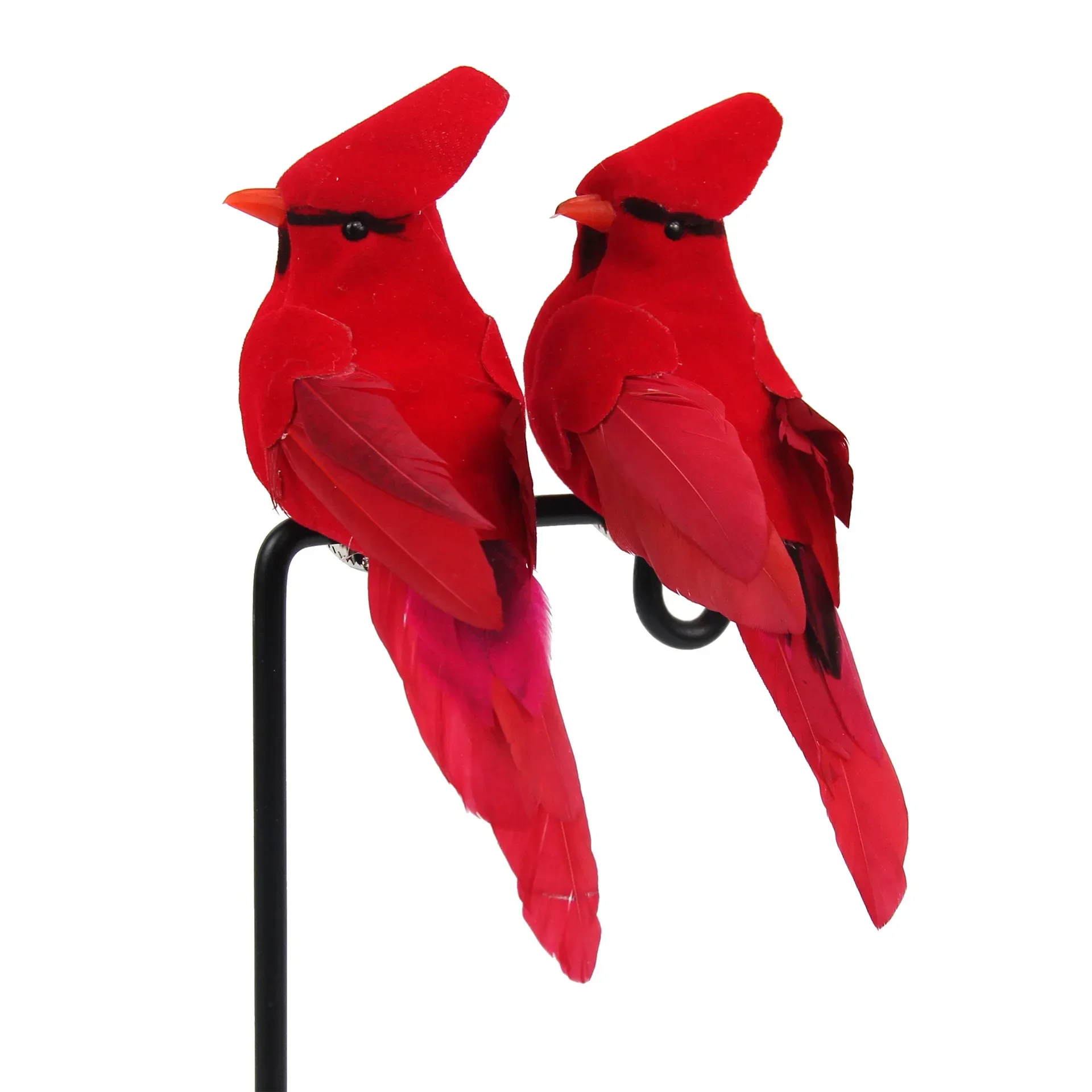 Simulation d\'Oiseaux Rouges en Plumes avec Clips pour Décoration de Jardin, Pelouse, Arbre, Artisanat, Maison, 2/1 Pièces