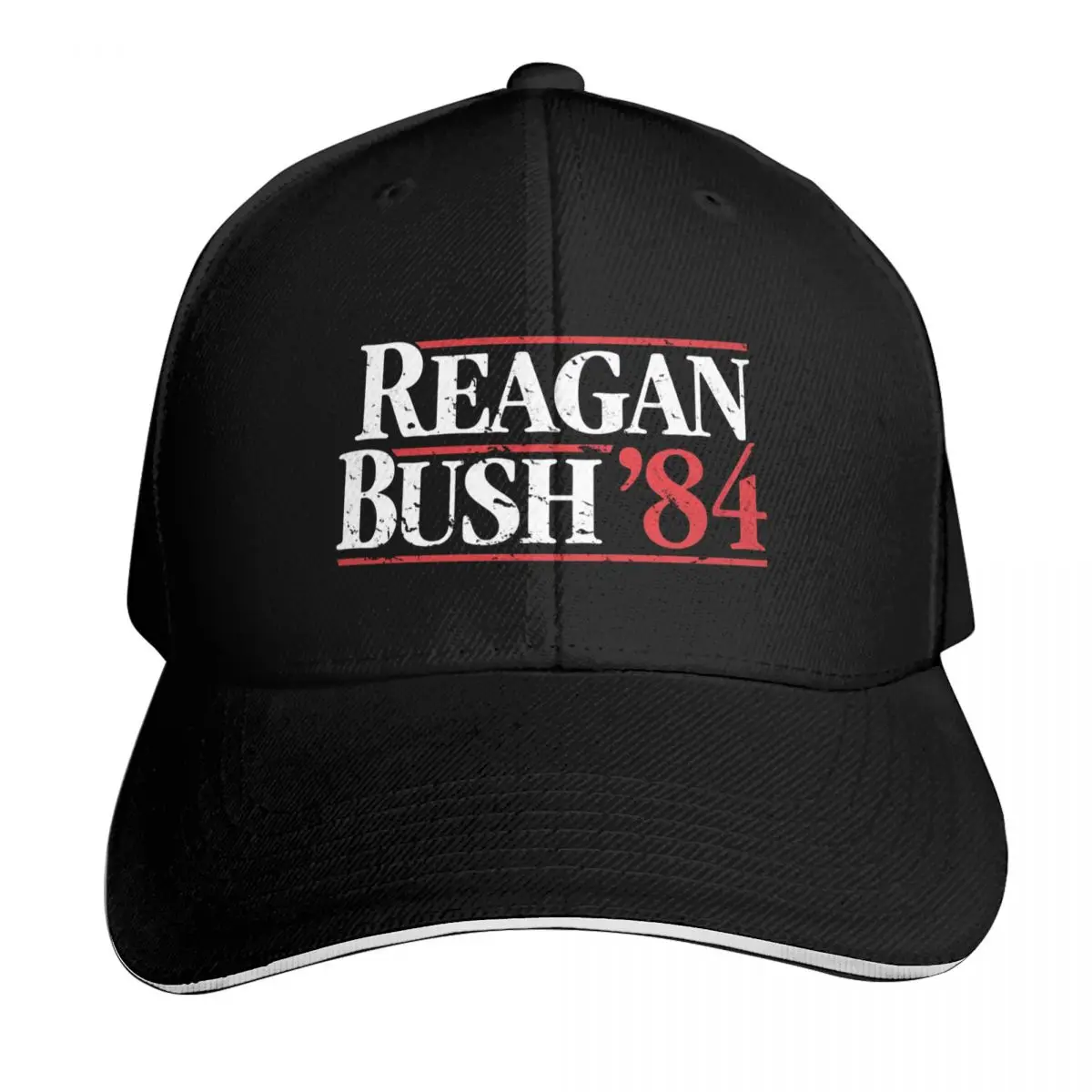 Distressed Reagan Bush `84 Baseball Cap Curved Brim Classic Fit Low Profile Unstructured Unisex for Men Women
