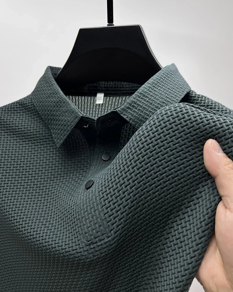 Sommer Neue männer Lop-up Hohl kurzarm Polo-Shirt Eis Seide Marke Kleidung Atmungsaktive Business-Mode T-Shirt männlichen Bis 6XL – Detail 17