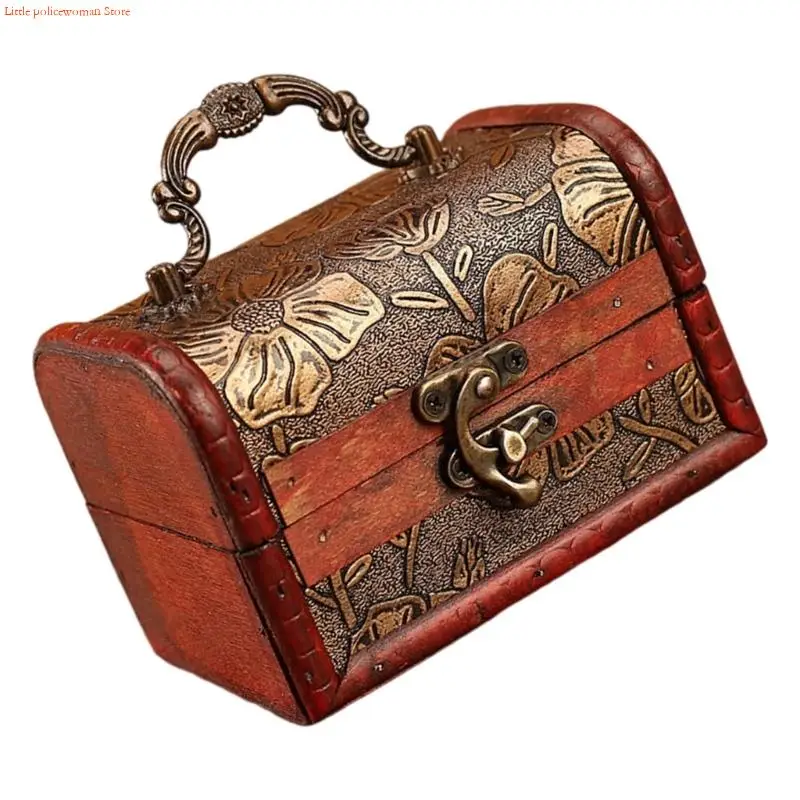 F92D علبة مجوهرات مقاومة للصدأ صندوق مجوهرات متعدد الوظائف مصنوع من الخشب والجلد مناسب للسفر وعرض المنزل #2