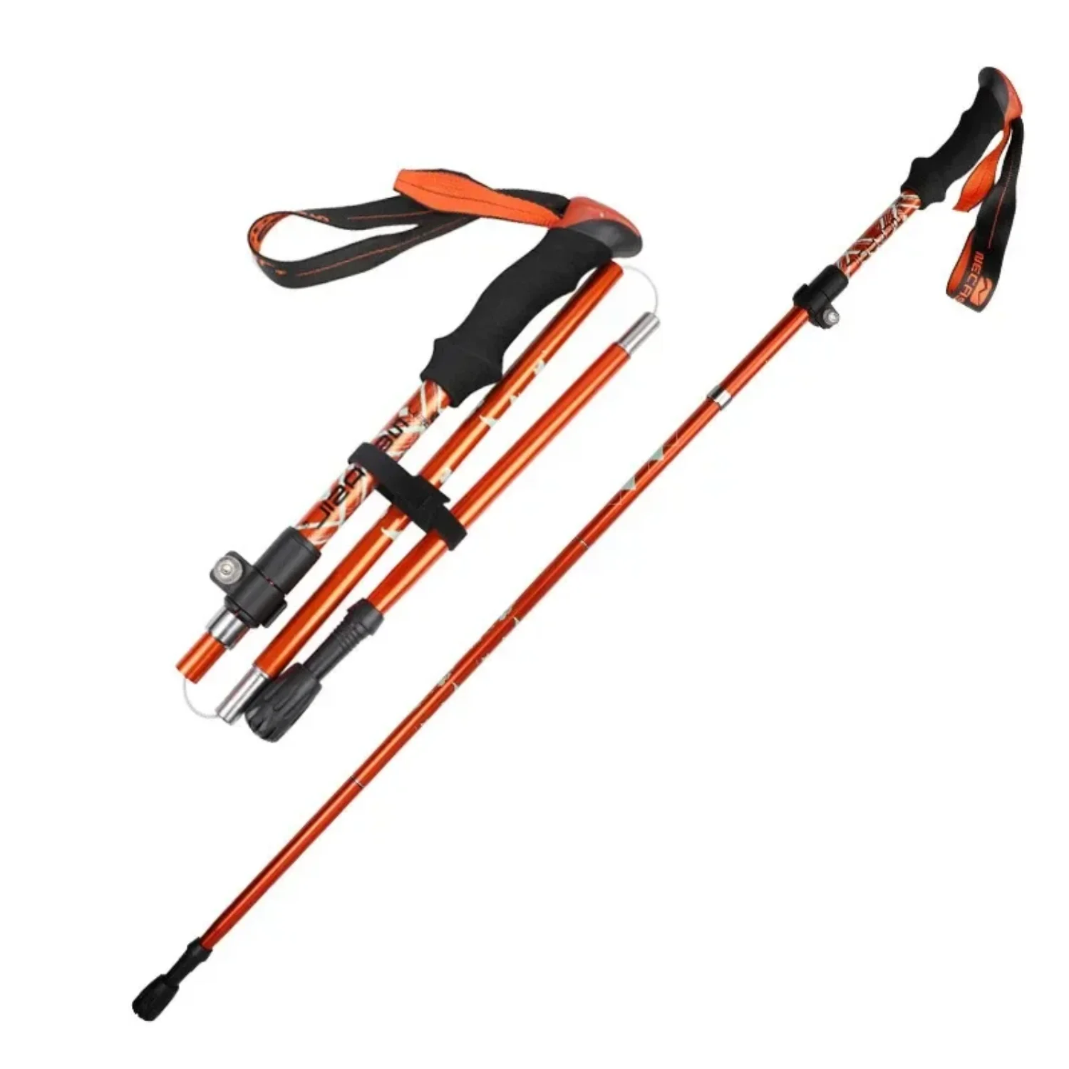 Outdoor Mountaineering Tourism Five Section Folding Telescopic Climbing Stick Aluminum Alloy Ultra Short Walking Stick