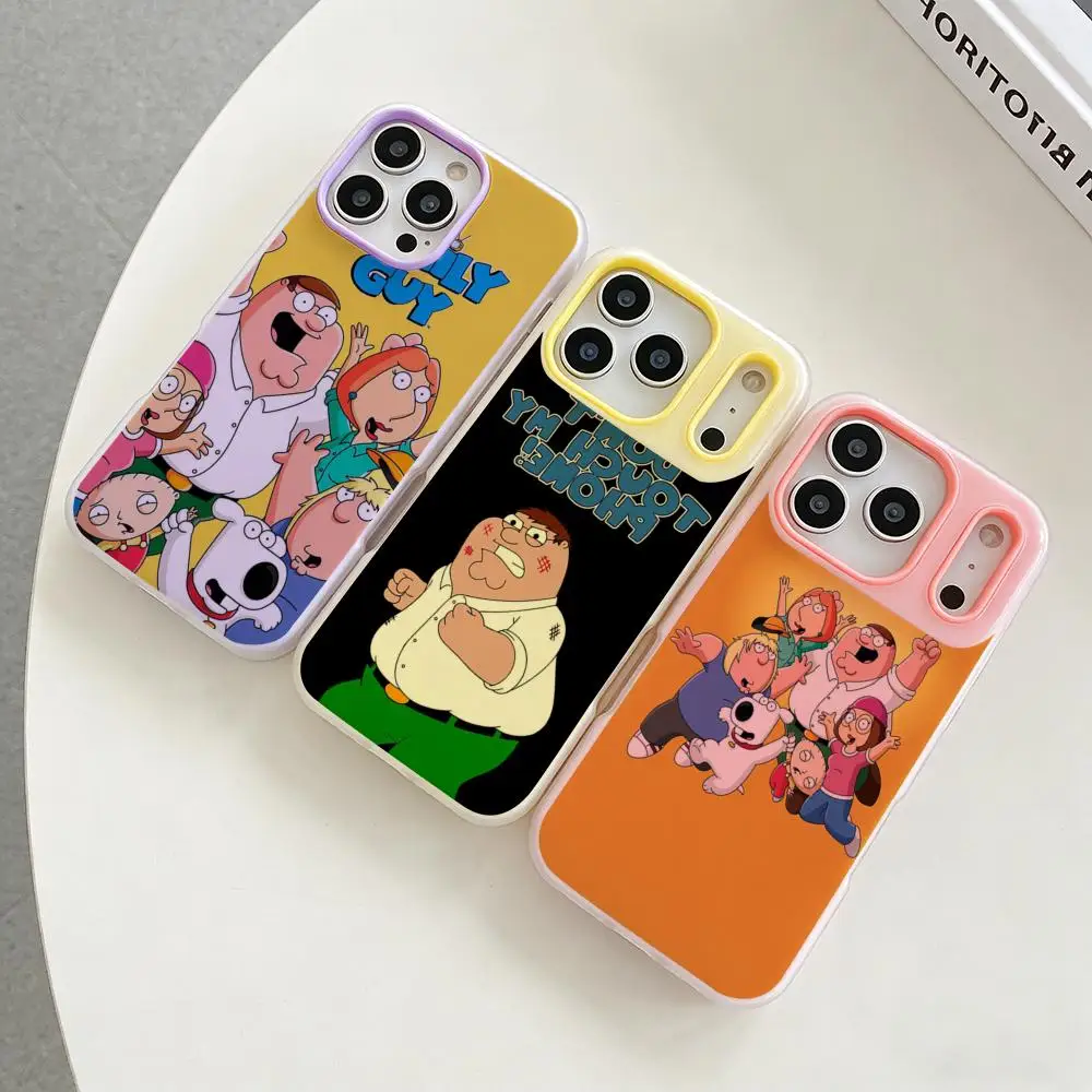 

C-Cartoon Family Guy Phone Case Colorful 2‑in‑1 Jelly Matte Clear Full Protection Case For iPhone 11‑17 Series