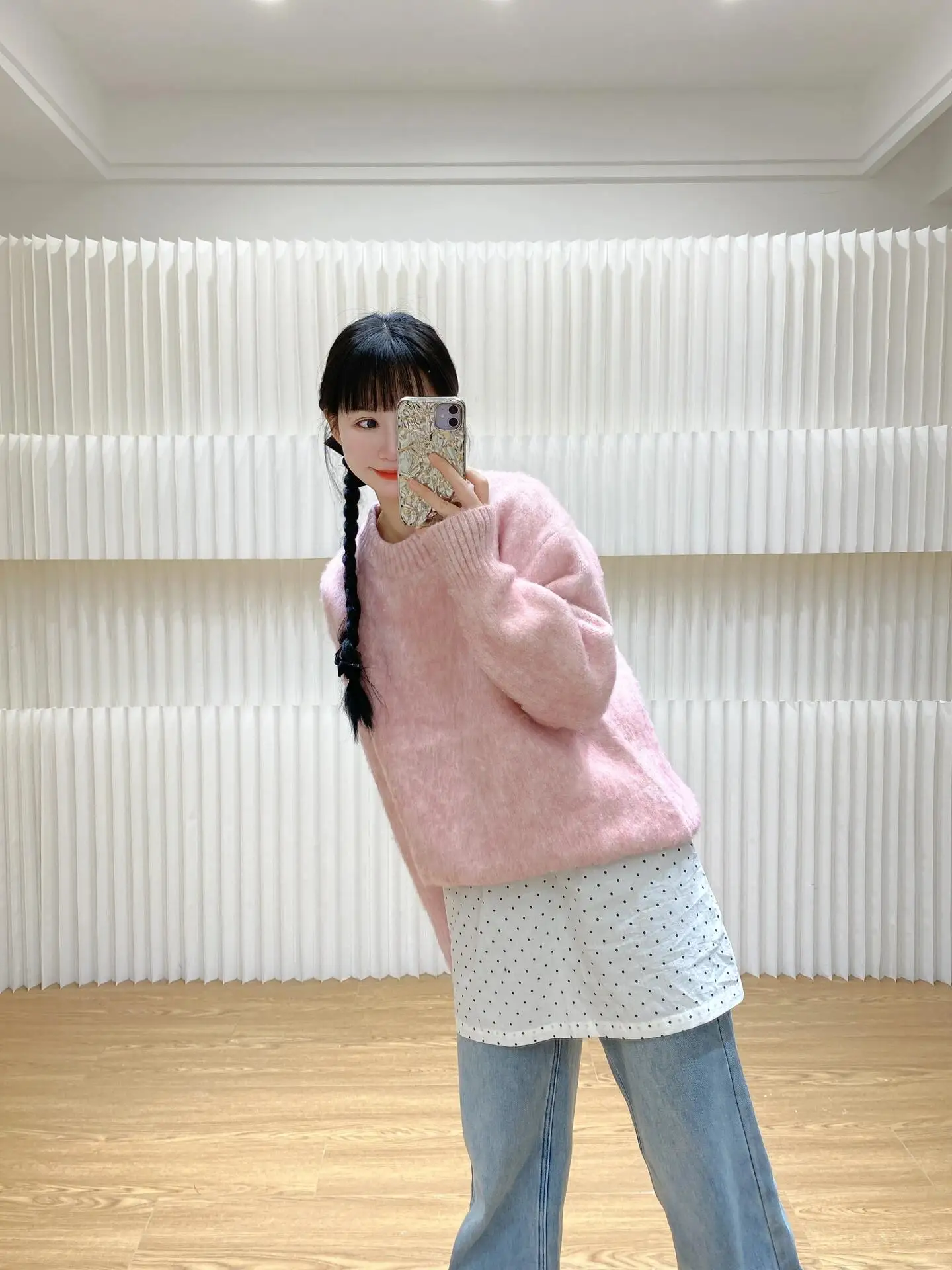 Korean Style Autumn Winter Short Skirt Design Polka Dot Lace Curtain Fashionable See through Blogger Half Skirt Apron Chiffon