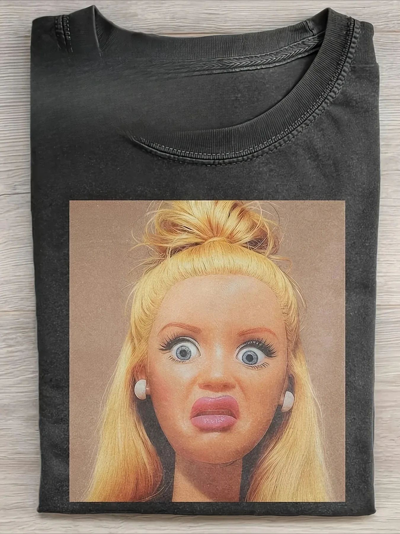 T-shirt pour homme en coton lavé, imprimé poupée amusante, t-shirt oversize Y2k, t-shirt graphique d