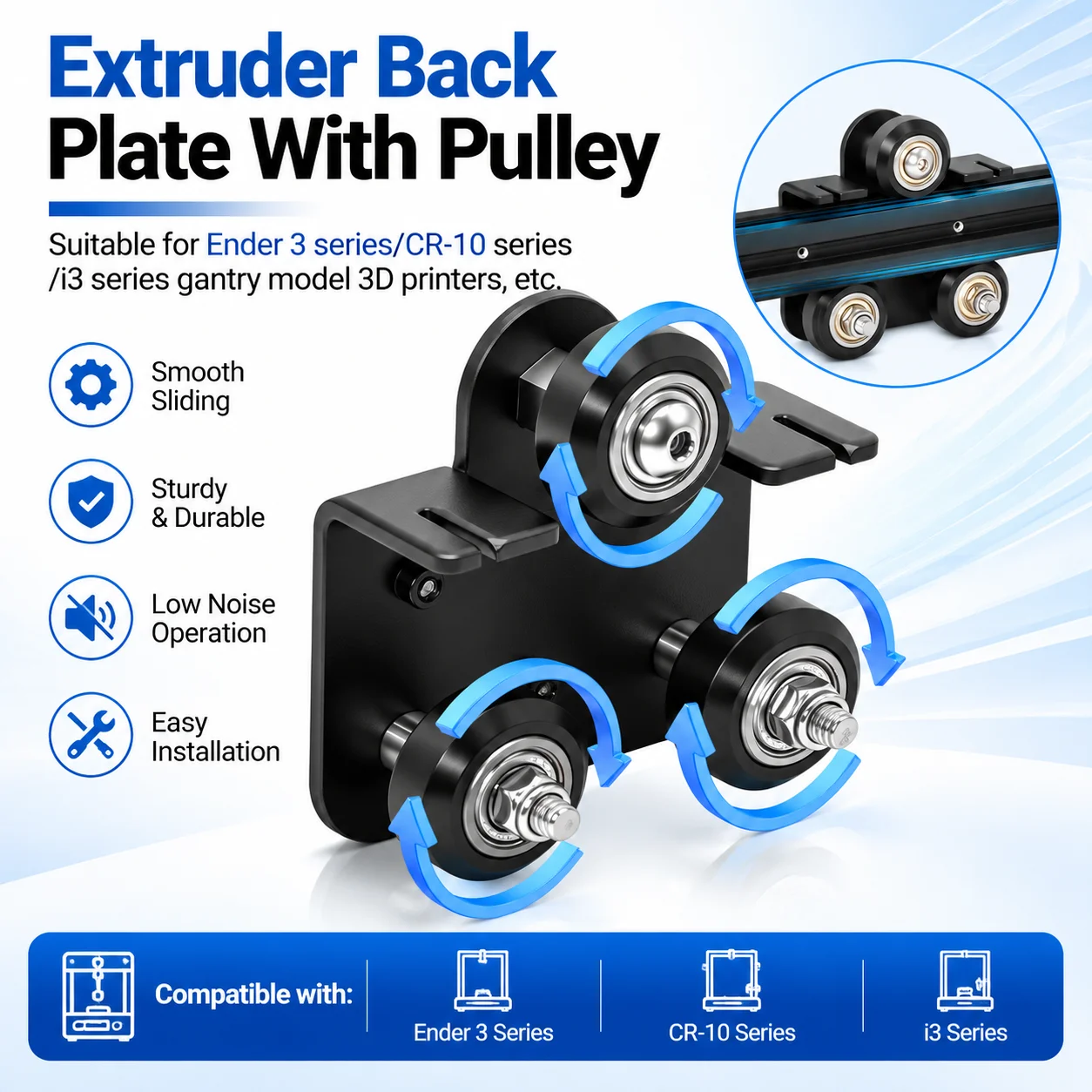 Original Extruder Back Support Plate with Pulley Extruding Backplate For Ender 3 CR 10 I3 Series Gantry Bracket 3D Printer Parts