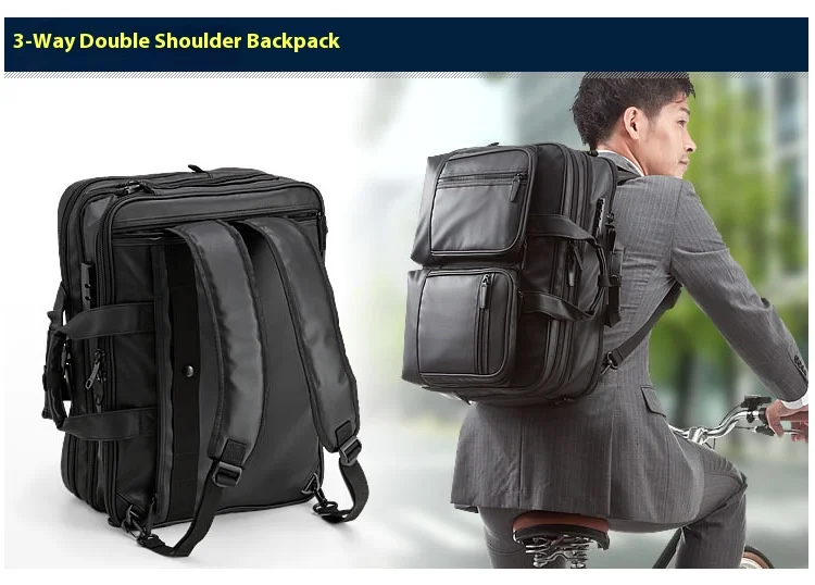Large Capacitor Bag with Password 3WAY Handheld Double Shoulder Bapa Waterproof Business Nylon Notebook Bag