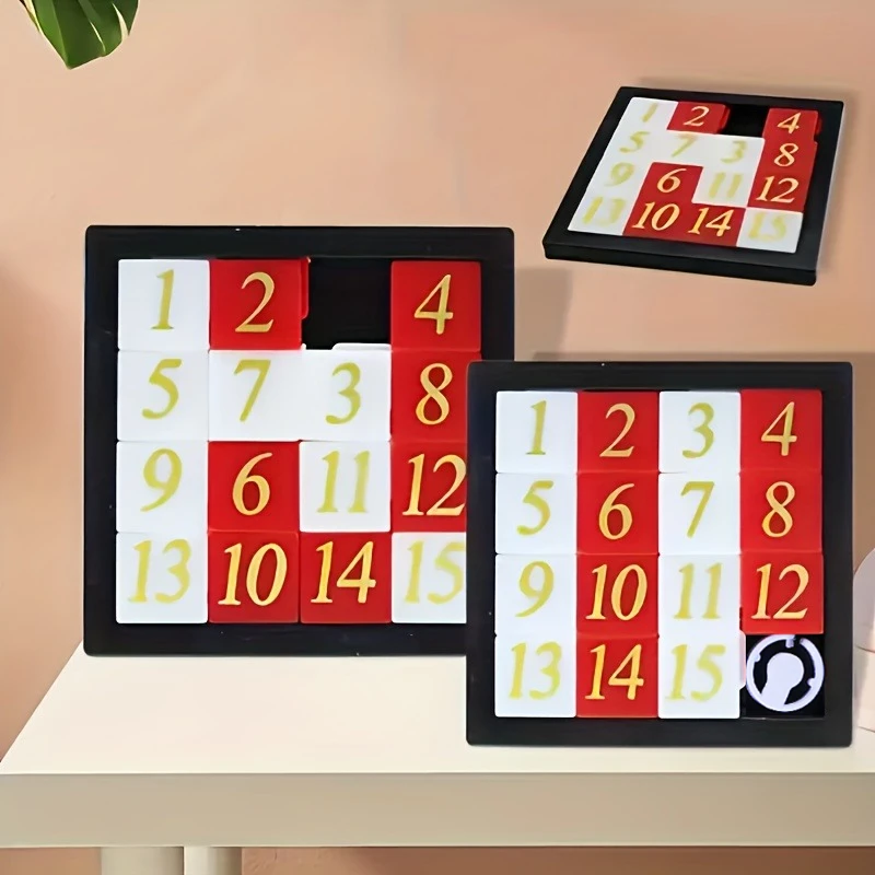 Juego de rompecabezas lógico de 1 a 15 números: rompecabezas de matemáticas deslizante con azulejos numerados, juguete educativo portátil para aprender y viajar