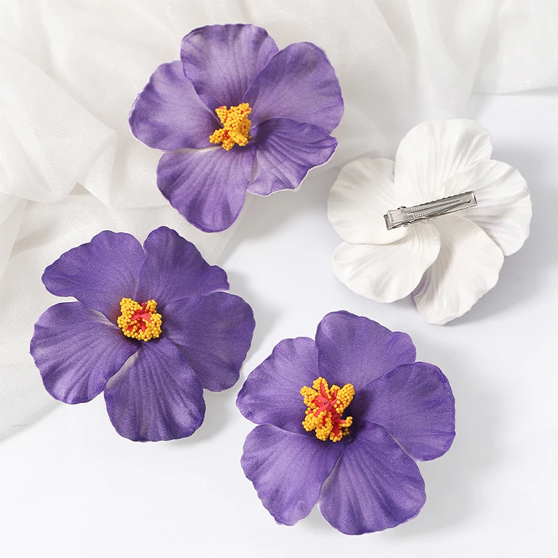 5/10 Stück 9,5 cm Böhmen Blumen Haarspangen Hawaii Braut Blumen Haarspangen Haarnadeln Haarspange für Strandparty Hochzeit Haardekoration – Detail 12