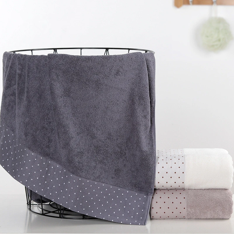 

High Quality Large 70x140cm 100% Cotton Thicken Absorbent Dot Pattern Solid Color Soft Bathroom Adult Bath Towel