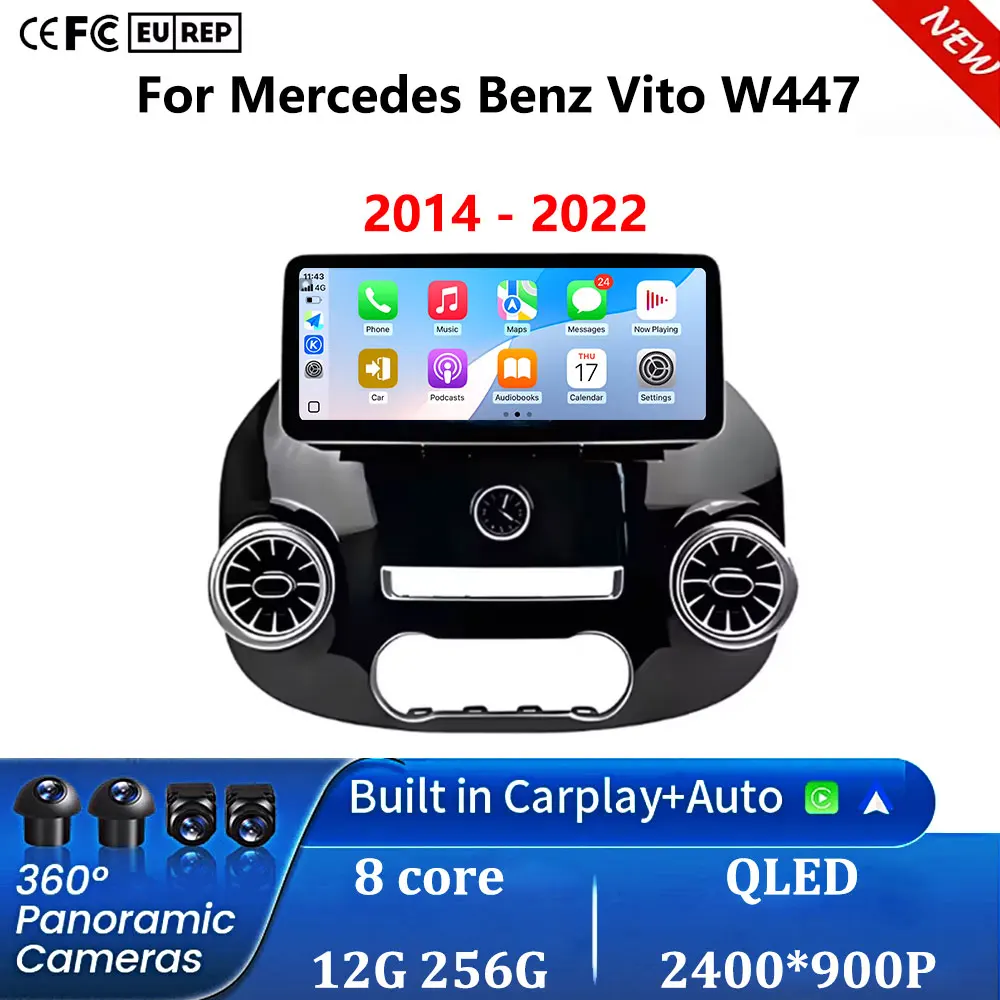 

12.3 Inch Android 15 Car Radio For Benz Vito W447 2014-2022 Stereo Receiver GPS Navigation DSP Video Carplay Player NO 2DIN DVD