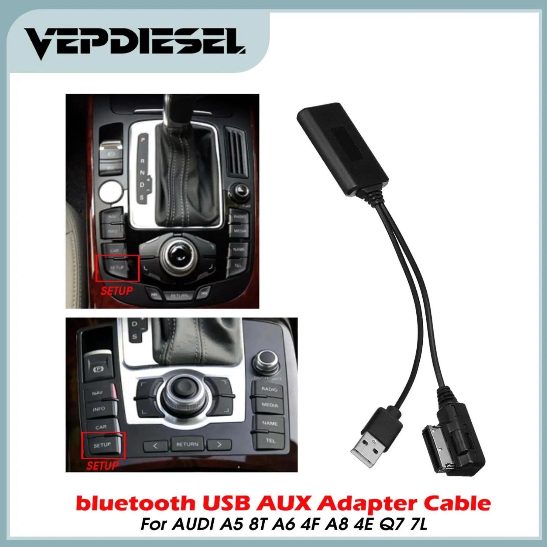 For Audi A4 A5 A6 A8 Q7 with AMI & MMi 2G Wireless Bluetooth Music Interface AUX Audio Cable Adapter Auto Bluetooth Connector